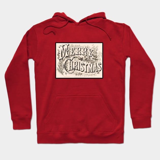 Merry Christmas 1876 Vintage Postcard Style Hoodie by MagpieMoonUSA